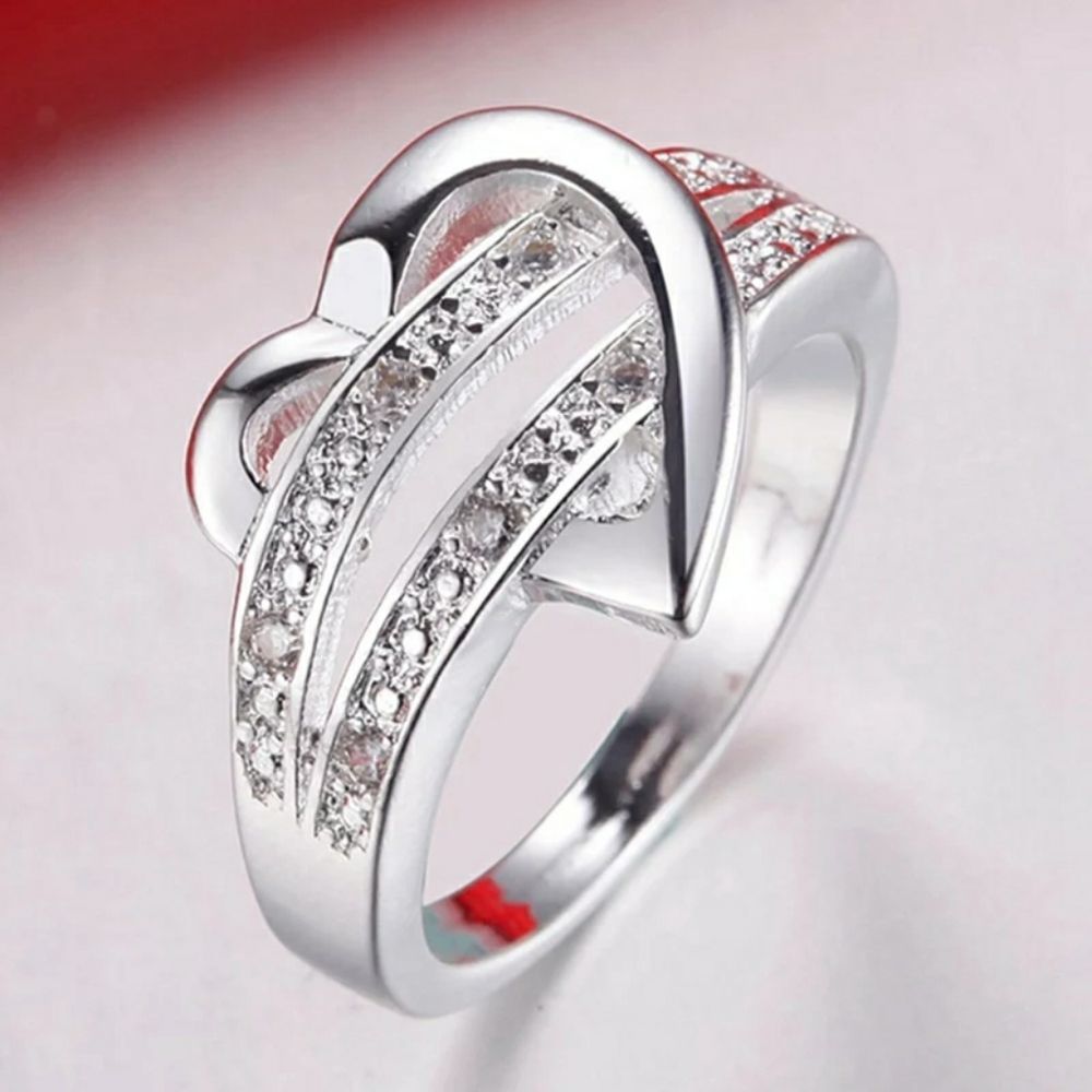 double heart ring with crystals - Picture 4 of 7
